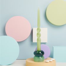 Portacandele anelli piccolo verde con candela