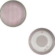 Set 2 piatti dolce Peonia New bone chine-Brandani-