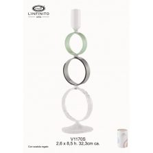Candeliere tre cerchi vetro soffiato 32cm-Infinito-V1170S