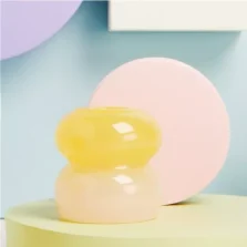 portacandele anelli in vetro giallo e rosa