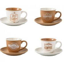 Tazzine caffe set 4 pezzi colori e decori assortiti-Brandani-53782