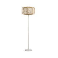 Lampada in Rattan Grande: Caratterizzata da un design sobrio con struttura in rattan naturale e base in metallo bianco. Misura 119,5 cm di altezza e ha un diametro di 31 cm. È dotata di attacco E