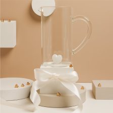 Caraffa in vetro con cuore bianco-Claraluna-26195