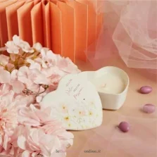 Scatola cuore con candela decoro floreale rosa Claraluna-26039