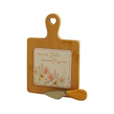 Tagliere bamboo decoro floreale rosa Claraluna-26084