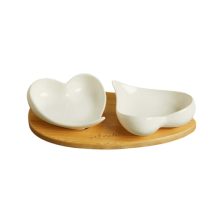Vassoio bamboo con due ciotole cuore Claraluna-26091