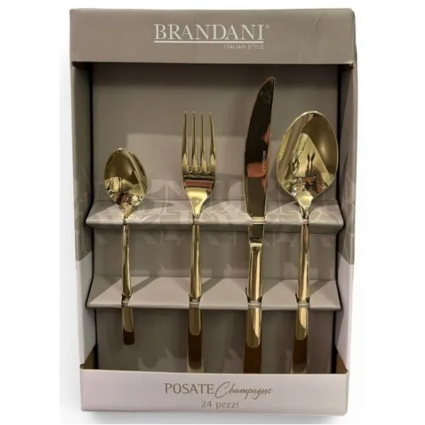 Posata goccia set.24 Pz. Champagne Inox/PVD-85900